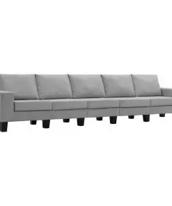 vidaXL 5-Seater Sofa Light Grey Fabric