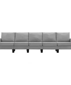 vidaXL 5-Seater Sofa Light Grey Fabric