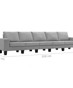 vidaXL 5-Seater Sofa Light Grey Fabric
