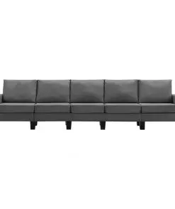 vidaXL 5-Seater Sofa Dark Grey Fabric