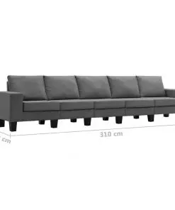 vidaXL 5-Seater Sofa Dark Grey Fabric