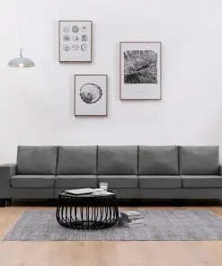 vidaXL 5-Seater Sofa Dark Grey Fabric