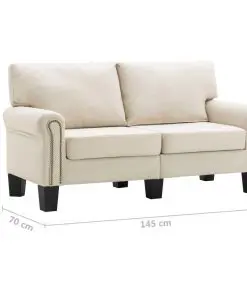 vidaXL 2-Seater Sofa Cream Fabric