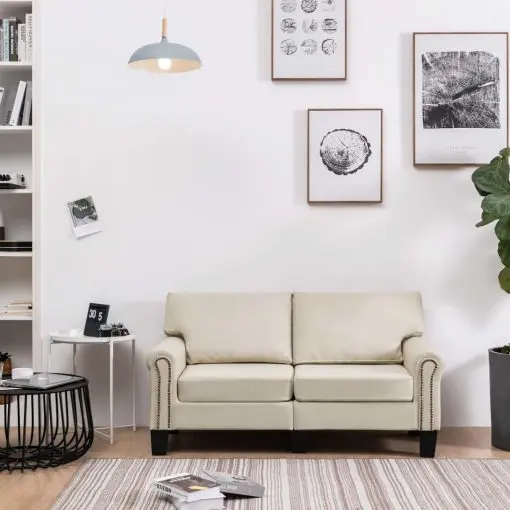 vidaXL 2-Seater Sofa Cream Fabric