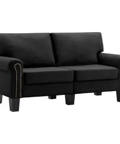 vidaXL 2-Seater Sofa Black Fabric