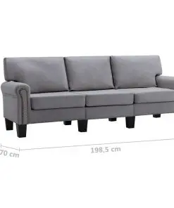 vidaXL 3-Seater Sofa Light Grey Fabric
