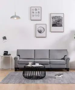 vidaXL 3-Seater Sofa Light Grey Fabric