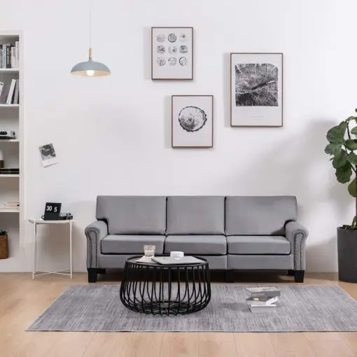 vidaXL 3-Seater Sofa Light Grey Fabric