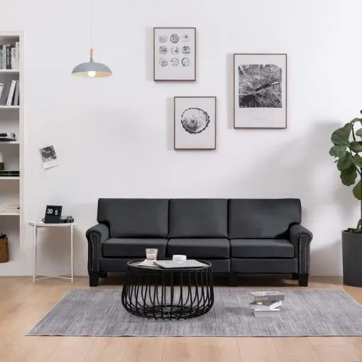 vidaXL 3-Seater Sofa Dark Grey Fabric