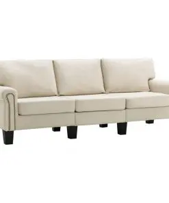 vidaXL 3-Seater Sofa Cream Fabric