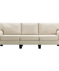vidaXL 3-Seater Sofa Cream Fabric