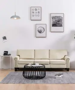 vidaXL 3-Seater Sofa Cream Fabric