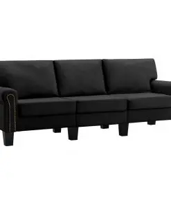 vidaXL 3-Seater Sofa Black Fabric
