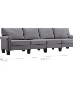 vidaXL 4-Seater Sofa Light Grey Fabric