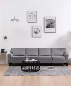 vidaXL 4-Seater Sofa Light Grey Fabric