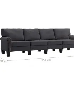 vidaXL 4-Seater Sofa Dark Grey Fabric