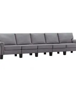 vidaXL 5-Seater Sofa Light Grey Fabric