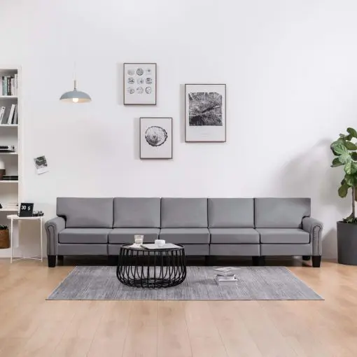 vidaXL 5-Seater Sofa Light Grey Fabric