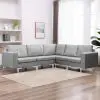 vidaXL 5 Piece Sofa Set Fabric Light Grey