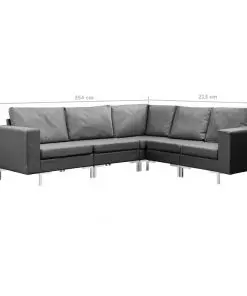 vidaXL 5 Piece Sofa Set Fabric Dark Grey