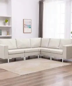 vidaXL 5 Piece Sofa Set Fabric Cream