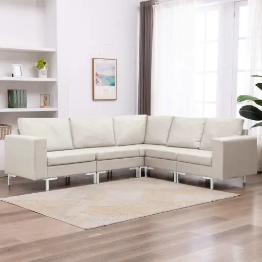 vidaXL 5 Piece Sofa Set Fabric Cream
