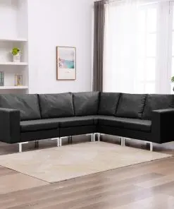 vidaXL 5 Piece Sofa Set Fabric Black