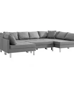 vidaXL Sectional Sofa Fabric Light Grey