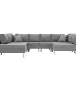 vidaXL Sectional Sofa Fabric Light Grey