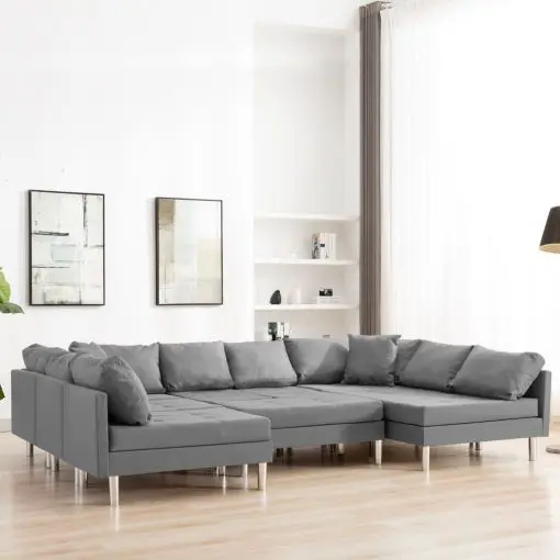 vidaXL Sectional Sofa Fabric Light Grey