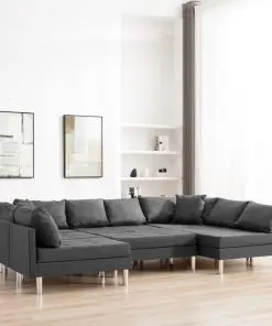 vidaXL Sectional Sofa Fabric Dark Grey