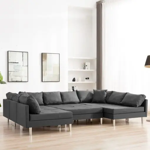 vidaXL Sectional Sofa Fabric Dark Grey