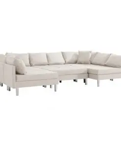 vidaXL Sectional Sofa Fabric Cream