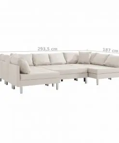 vidaXL Sectional Sofa Fabric Cream