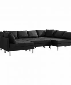 vidaXL Sectional Sofa Fabric Black