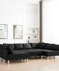 vidaXL Sectional Sofa Fabric Black