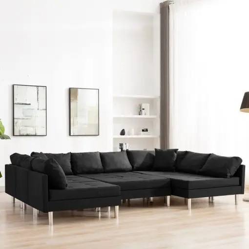 vidaXL Sectional Sofa Fabric Black
