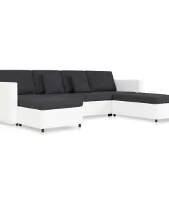 vidaXL 4-Seater Pull-out Sofa Bed Faux Leather White