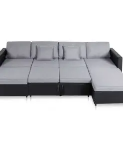 vidaXL 4-Seater Pull-out Sofa Bed Faux Leather Black