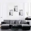 vidaXL 4-Seater Pull-out Sofa Bed Faux Leather Black