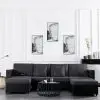 vidaXL 4-Seater Pull-out Sofa Bed Faux Leather Black