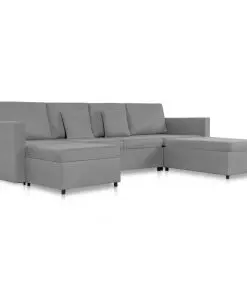 vidaXL 4-Seater Pull-out Sofa Bed Fabric Light Grey