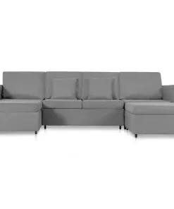 vidaXL 4-Seater Pull-out Sofa Bed Fabric Light Grey