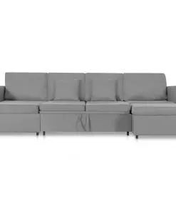 vidaXL 4-Seater Pull-out Sofa Bed Fabric Light Grey