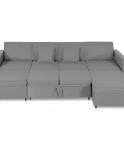 vidaXL 4-Seater Pull-out Sofa Bed Fabric Light Grey