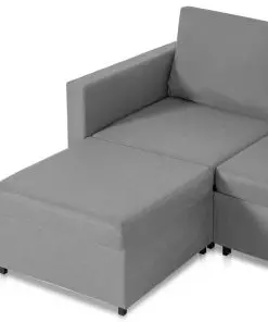 vidaXL 4-Seater Pull-out Sofa Bed Fabric Light Grey