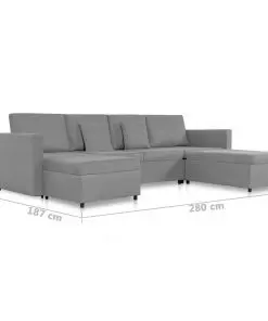 vidaXL 4-Seater Pull-out Sofa Bed Fabric Light Grey