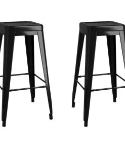vidaXL Bar Stools Stackable 2 pcs Black Metal