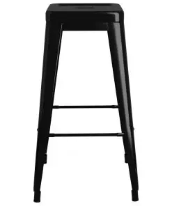 vidaXL Bar Stools Stackable 2 pcs Black Metal