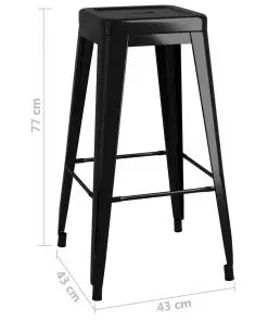 vidaXL Bar Stools Stackable 2 pcs Black Metal